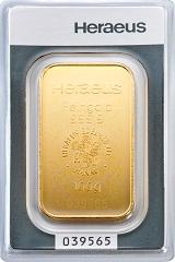 Guldtacka 100 gram -  Heraeus - Präglad