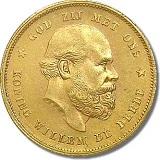 Nederländsk 10 guilder - Wilhelm III - 6,056 gram guld
