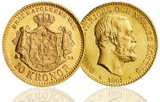 Svensk 10 Kronor - Oscar II - 4,031 gram guld