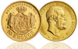 Svensk 10 Kronor - Oscar II - 4,031 gram guld - Något skadad