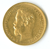 Rysk 5 Rubel - Nikolaj II - 3,87 gram guld