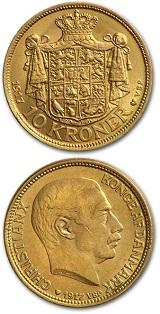 Dansk 10 Kroner - 4,031 gram guld - Något skadad och underviktig