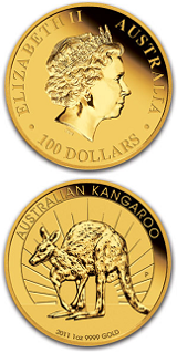Australiensisk Guld Kangaroo Nugget - 1 oz - Varierande årtal