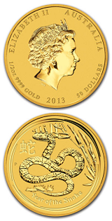 Australiensiska Guld Lunar Serien - 1/2 oz - 2013 - Year of the Snake