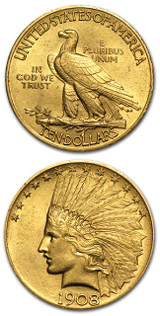 Amerikansk Gold Eagle - $10 Indian Head - 15,045 gram guld