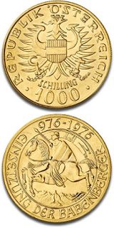 Österrikisk 1000 schilling - 12,15 gram guld