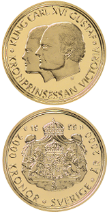 Svensk 2000 Kronor - Jubileumsmynt - 11,7 gram guld