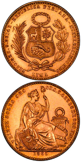 Peruansk 20 Soles - 8.425 gram guld