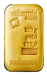 Guldtacka 100 gram - Valcambi - Gjuten