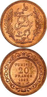 Tunisisk 20 Franc - 5,81 gram guld