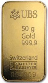 Guldtacka 50 gram - UBS - Präglad