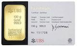 Guldtacka 100 gram  - UBS - Präglad