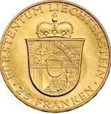 Liechtenstein 25 Franken - 5,08 gram guld