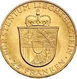 Liechtenstein 25 Franken - 5,08 gram guld