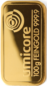Guldtacka 100 gram - Umicore - Präglad 