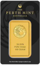 Guldtacka 100 gram - Perth Mint - Präglad