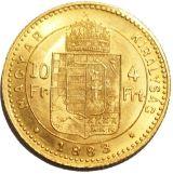 Ungersk 4 floriner/10 franc - 2,902 gram guld