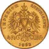 Österrikisk 4 floriner/10 franc - 2,902 gram guld